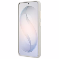 Guess dėklas Rhinestone Round Logo MagSafe skirtas Samsung Galaxy S26 Plus smėlio spalvos