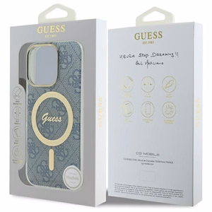 Guess IML 4G Magnetinis dėklas telefonui iPhone 16 Pro - mėlynas