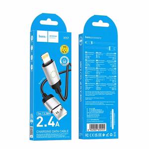 Kabelis USB A į Lightning Hoco 2,4A 1 m X117 juodas