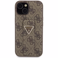 Guess dėklas telefonui su stovu Grip Stand 4G Triangle Strass iPhone 15 - rudas