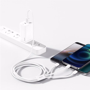 USB laidas Baseus 3in1 Superior baltas 150cm (iki 3.5A)
