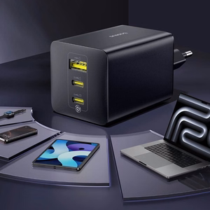 Baseus EnerFill FE11 100W sieninis įkroviklis 2 x USB-C + USB-A - juodas