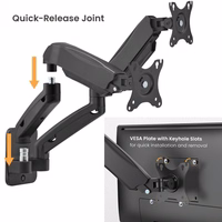 Dviejų 17”-32” monitorių spyruoklinis sieninis laikiklis, juodas