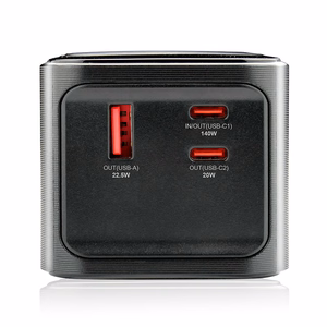 Išorinė baterija 27 000mAh, 1x USB, 2x USB-C, 162,5W, QC4+, žibintuvėlis, LCD ekranas, juodas