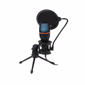 Condenser Microphone Art with membrane, standing, illuminated tripod AC-02 black