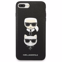 Karl Lagerfeld Saffiano Karl&Choupette Galvos dėklas telefonui iPhone 7 Plus / iPhone 8 Plus - juodas