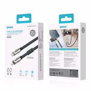 BWOO dirželis kabelis USB-C - Lightning 0.3m 27W su dirželiu