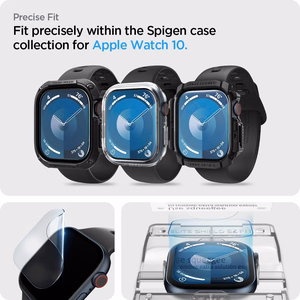 Spigen Elite Shield „EZ FIT“ hibridinis stiklas 2-PACK Apple Watch 10 (46MM) - skaidrus