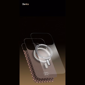 Mėlynas „Benks Magnetic Armor Air Armor Grid 600D“ kevlaro dėklas su metaliniu rėmeliu (C.K.FL.AP.BE.0072), skirtas iPhone 18 Pro / iPhone 17 Pro