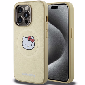 Hello Kitty odinis Kitty Head magnetinis dėklas telefonui iPhone 15 Pro - auksinis