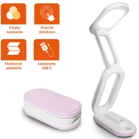 Sulankstoma LED stalinė lempa 10W, 3000/4500/6000K, 1200mAh, rožinė, LTC