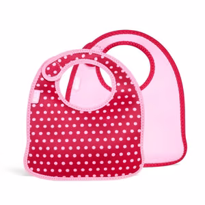 BUILT Mess Mate neopreno seilinukų mažyliams rinkinys, 2 vnt., Baby Pink Mini Dots