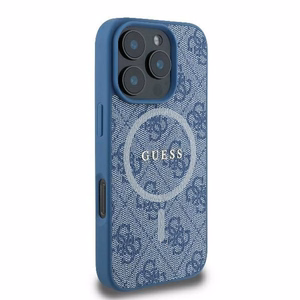 Guess 4G žiedo klasikinio logotipo magnetinis dėklas telefonui iPhone 16 Pro - mėlynas