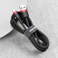 Baseus Cafule Cable patvarus nailoninis kabelis USB / USB-C QC3.0 2A 3M juodas-raudonas (CATKLF-U91)