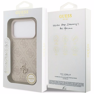 Guess 4G Small Classic Logo MagSafe dėklas iPhone 18 Pro / 17 Pro – rožinis