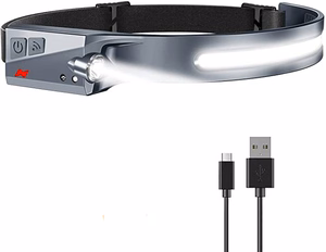 Per USB-C įkraunamas LED prožektorius ant galvos su judesio jutikliu, IPX4, 1200 mAh – juodas