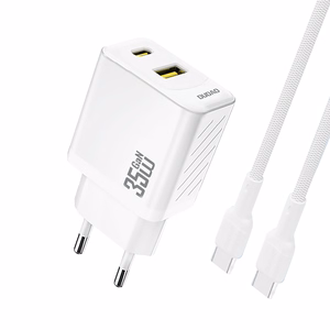 Dudao A27MaxCEU PD QC 35W USB-A USB-C Wall Įkroviklis with USB-C Laidas - Baltas