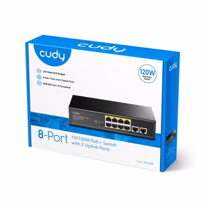 Cudy FS1010P tinklo komutatorius Fast Ethernet (10/100) Maitinimas per Eternetą (PoE) Juoda