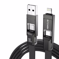 Blitzwolf BW-HDC7 4-in-1 USB+C+žaibolaidis 240W 1,2 m (juodas)