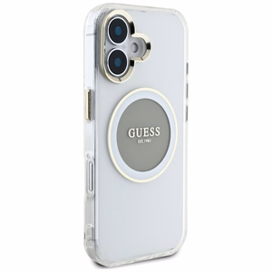 Guess IML Metal Colored Circle Classic Logo Magnetinis dėklas telefonui iPhone 16 - pilkas