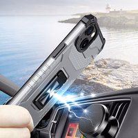 Permatomas žiedinis dėklas su stovu, tvirtas ir atsparus smūgiams, skirtas iPhone 12 mini, juodas