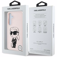 Karl Lagerfeld silikoninis grafiti Ikonik logotipas su magnetiniu Samsung Galaxy S25 dėklas rožinis