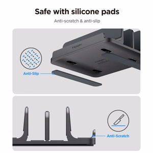 SPIGEN LD208S4 VERTIKALUS NEŠIOJAMOJO KOMPIUTERIO STOVAS SPACE pilkas