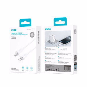 BWOO 65W kabelis USB-C - USB-C 1m baltas