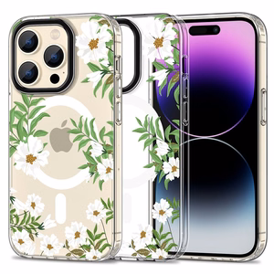 Tech-Protect MagMood Magnetinis dėklas telefonui iPhone 15 Pro Max - Ramunės su lapais