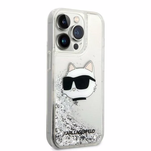 Karl Lagerfeld KLHCP14XLNHCS iPhone 14 Pro Max 6.7" silver/silver kietas dėklas Glitter Choupette Head