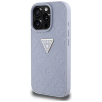 Guess Hot Stamp 4G Pattern Triangle Metal Logo dėklas telefonui iPhone 16 Pro Max - violetinis