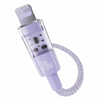 Baseus Gem USB-C ir iP greitojo įkrovimo kabelis 1 m 20 W Violetinė