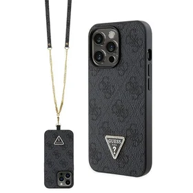 Guess GUHCP13LP4TDSCPK dėklas iPhone 13 Pro / 13 - juodas kryžminis 4G metalinis logotipas