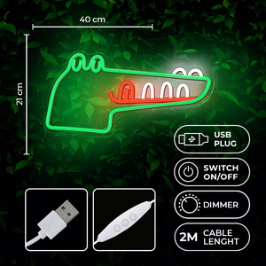 Neon PLEXI LED JURASSIC CROC žalias FLNJ03 Forever Light