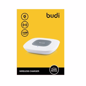 Budi BDG3A2000W Qi sertifikuotas belaidžio įkrovimo pagrindas, baltas ir pilkas