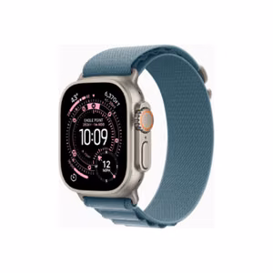 Apple (Apple Watch Ultra 3 GPS + Cellular 49mm Natural Titanium Case with Light Blue Alpine Loop - Medium)