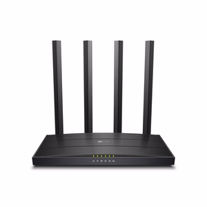 Juodas dviejų dažnių „TP-Link Archer C6U“ AC1200 Gigabit Wi-Fi maršrutizatorius