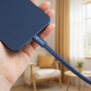 Laidas USB C į USB C Forcell F-Energy QC4.0 PD 5A 100W Cafule Flat 1,2 m CCFN23 tamsiai mėlynas