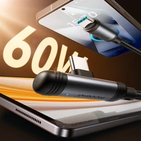 Joyroom S-A56 EnjoyX serijos 90° USB-C - USB-C kabelis 60W 1.2m - juodas