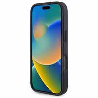 BMW ženklas odinis kryžminių linijų raštas iPhone 16 Pro Max dėklas - juodas
