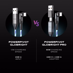 STATIK PowerPivot Pro, šviečiantis LED laidas, USB-C į USB-C, 1 m, juodas