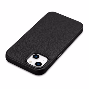 Чехол iCarer Litchi Premium Leather для iPhone 14 Plus магнитный кожаный с MagSafe чёрный