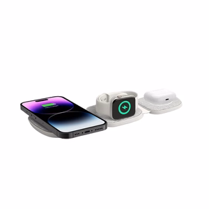 Tech-Protect QI15W-A32 3 viename indukcinis įkroviklis su MagSafe išmaniesiems telefonams / Apple Watch / AirPods - pilkas