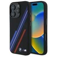 BMW silikoninis atsitiktinės linijos Magnetinis dėklas telefonui iPhone 16 Pro - juodas