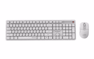 Gembird KBS-WMS-01-W-CYRL Silent Key Pro Business Wireless Desktop Set, White, RU Layout
