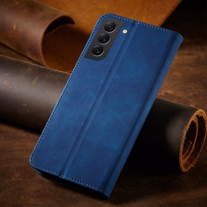 Magnet Fancy dėklas telefonui Samsung Galaxy S22+ (S22 Plus) su pinigine ir kortelių laikikliu, mėlynas