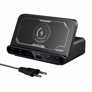 "Blitzwolf BW-S27" 160 W, 2xUSB-A, 4xUSB-C, 15 W belaidis įkroviklis (juodas)
