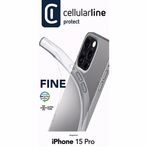 Cellularline Fine dėklas, skirtas iPhone 15 Pro, skaidrus