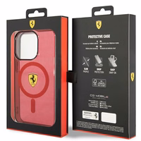 Ferrari FEHMP14XURKR iPhone 14 Pro Max 6.7" raudonas kietas dėklas telefonui pusiau permatomas magnetinis (MagSafe)