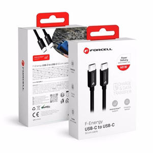 Kabelis FORCELL F-ENERGY C338 Type C į Type C PD QC4.0 3A 60W 0,5 m juodas